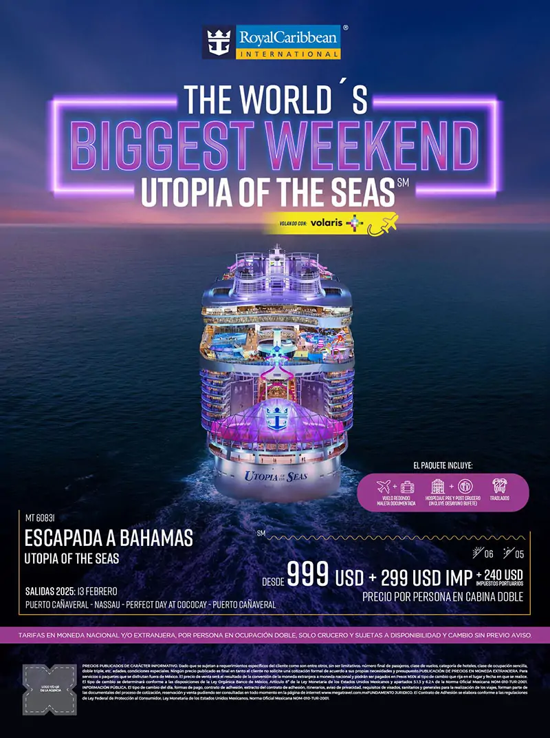 Royal Caribbean. The World Biggest Weekend. Utopia of the Seas. Escapada a las Bahamas